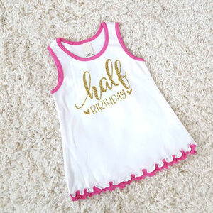 White and Pink Kids Casual Dress